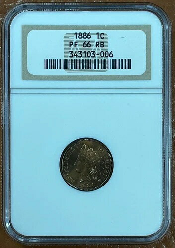 1886年プルーフインディアンヘッドセントペニーNGC PF66 RB - PR66 レッドブラウン、タイプ1