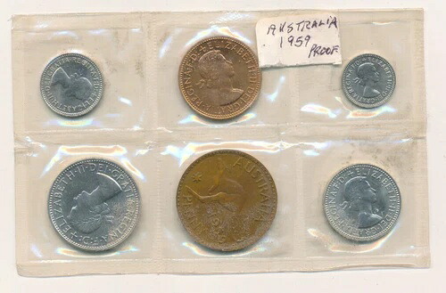 1959年オーストラリア プルーフコイン 6枚セット、非常に希少なコイン