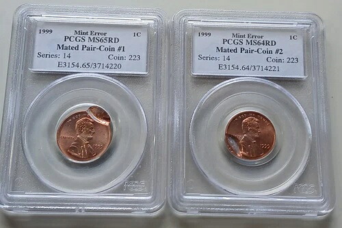 希少な1999年製エラーリンカーンセントPCGS MS64とMS65レッドのペア