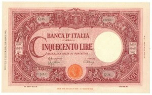 500 リラ BARBETTI GRANDE C TESTINA RETRO BI RSI 17/08/1944 qFDS