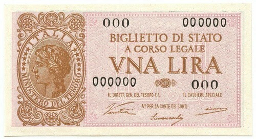 1 リラ カンピオーネ ビリエット ディ スタート ルオゴテネンツァ ウンベルト ベントゥーラ 1944 年 11 月 23 日 SUP+画像