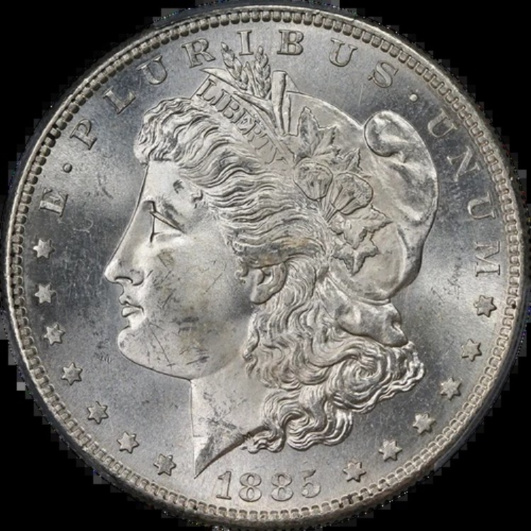 1885-S モルガン銀貨 PCGS MS65 素晴らしい外観 強い刻印