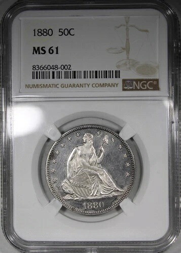 1880年 着席型ハーフドル NGC MS61 未流通コイン 素晴らしいディテール