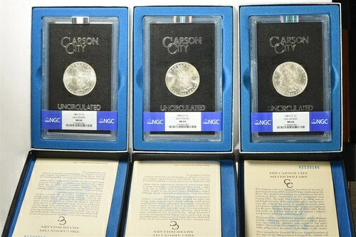 1882/1883/1884 CC モルガン ダラー GSA ホルダー NGC MS64 箱+COA BL0244 付き