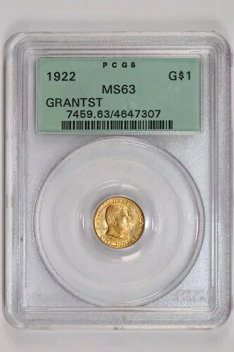 1922 年グラント記念金貨、星付き、PCGS MS63 OGH 非常に良好!