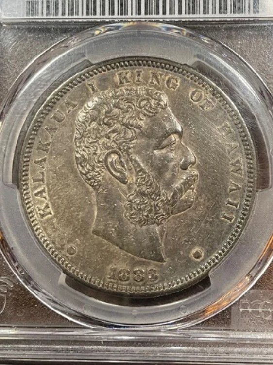 PCGS AU50 1883年 ハワイ王国 シルバードル 美しいAU