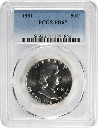 1951年 フランクリン シルバー ハーフダラー PR67 PCGS