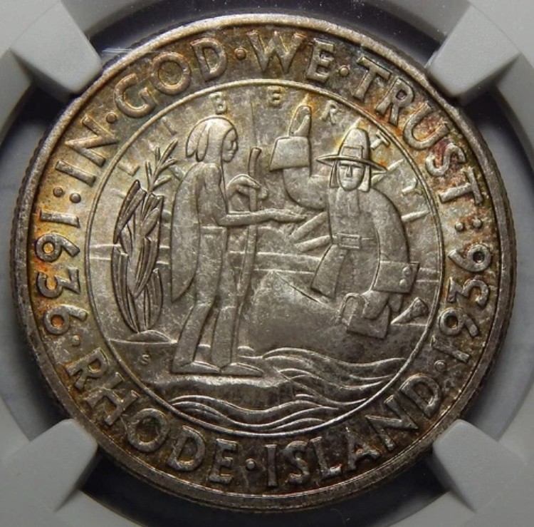 1936-S NGC MS67 ロードアイランド ハーフダラー シルバー 記念金貨