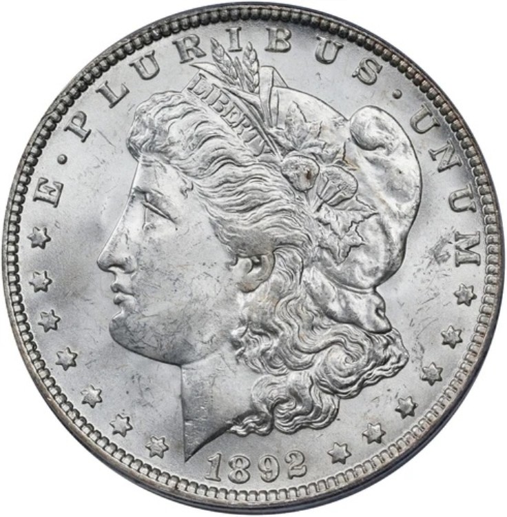 1892-O年製モルガン銀貨、PCGS MS64グレード。希少な年代。魅力的なニアジェム！