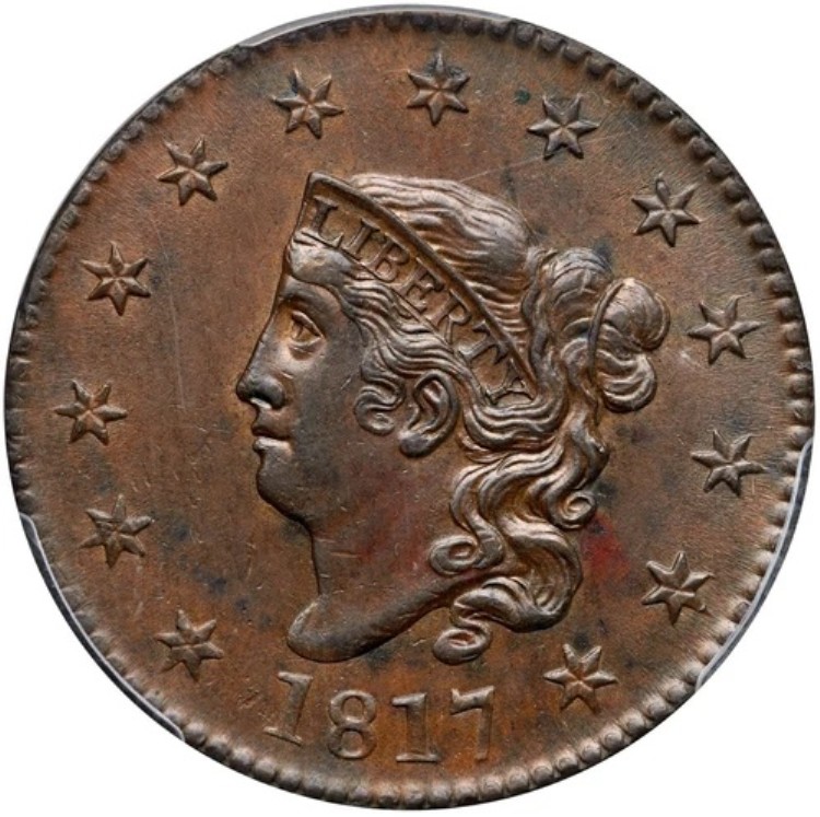 1817 N-5 R-3 PCGS MS 61 BN マトロンまたはコロネットヘッド ラージセントコイン 1セント