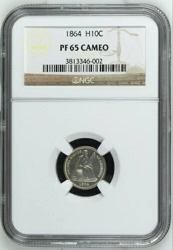 1864 NGC PR65 カメオ 48k 鋳造 + 470 プルーフ --- $2,250 PCGS P.G. 着席型ハーフダイム