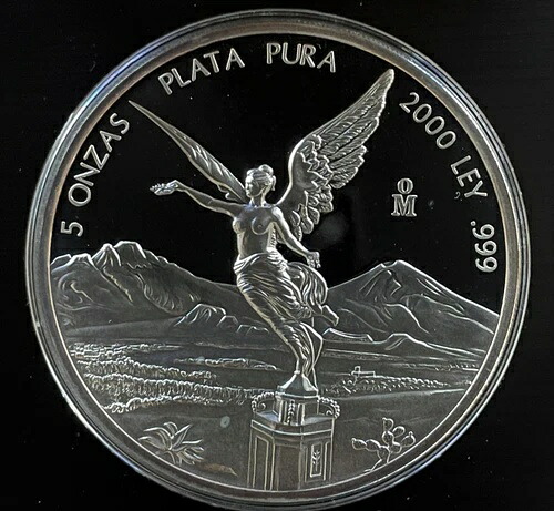 2000年メキシコ5オンス銀貨リベルタッドプルーフ - 500枚鋳造 - 非常に希少 556,160円