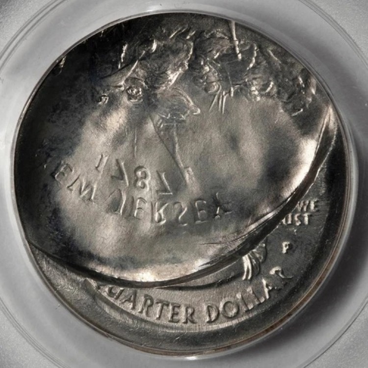 1999年 PCGS MS66 80% ブロッケージ＆ブロードストラック ニュージャージー クォーター ミントエラー ワオ