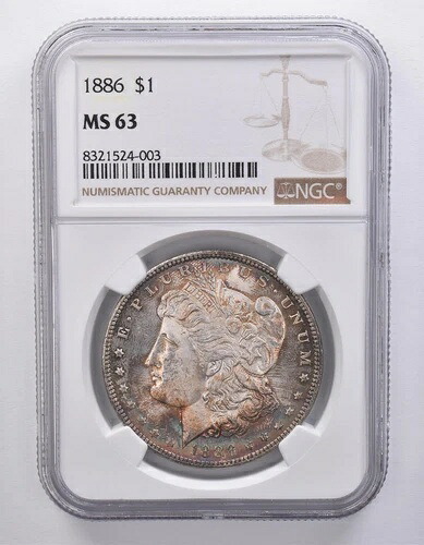 1886年 モルガン銀貨 MS63 NGC 美しいトーン *7153