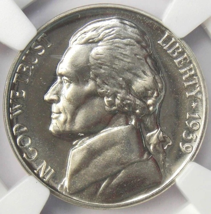 1939年プルーフ ジェファーソンニッケル 5C リバースオブ1938 - NGC PR68 (PF68) - 5,500ドル相当