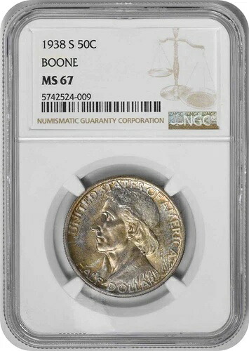 ブーン記念銀貨ハーフドル 1938-S MS67 NGC