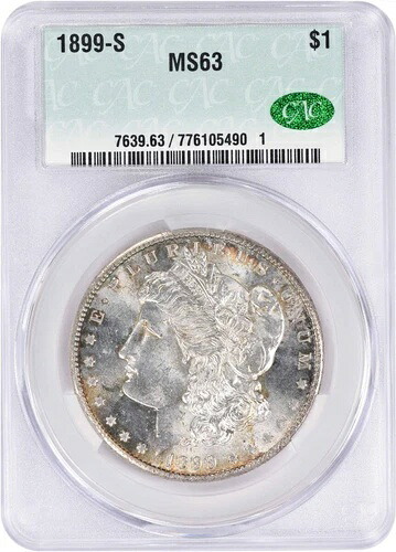 1899-S モルガン銀貨 MS63 CACG