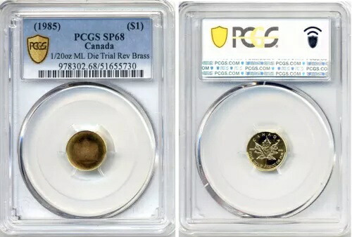 ダイ・トライアル(1985年)カナダ 1/20オンス 1ドル金貨 ML 真鍮 裏面 - PCGS 標本 68|WORLD RESOURCE【KING店】