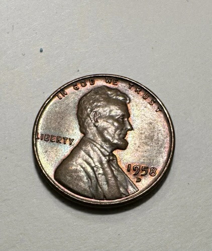 1958 リンカーン ウィート セント ゴージャスなダブル ストライク 鮮やかなプロファイル トーン ポップ!画像