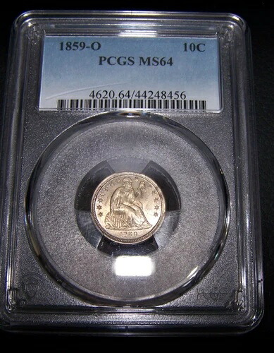 1859-0 シーティングリバティダイム MS 64 PCGS 美品