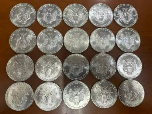1986年 1ドル銀貨アメリカンイーグルロール（20枚入り）状態良好