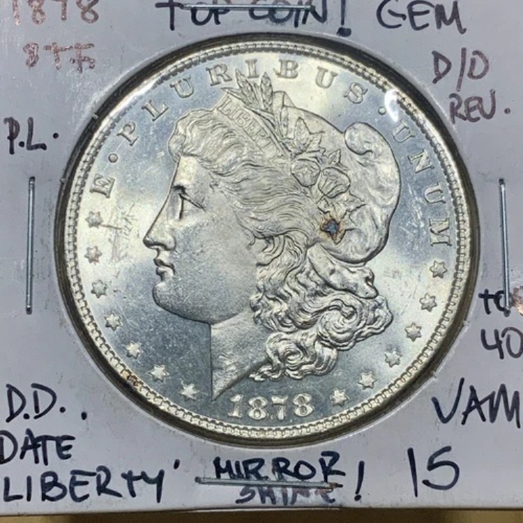 1878年 8TF モルガン銀貨 BU. DDO「リバティ」。PL