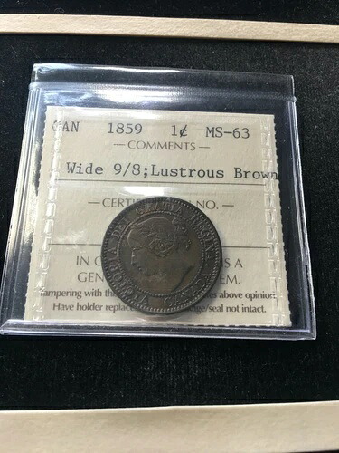 1859年 ワイド 9/8 ICCS グレード カナダ ラージ 1 セント **MS-63** # DB 947|WORLD RESOURCE【KING店】