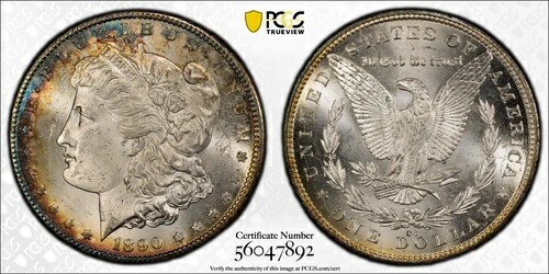 1890年CCモルガン銀貨 MS63 PCGS