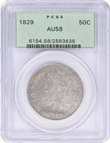 1829年 胸像 銀貨 ハーフドル AU58 PCGS
