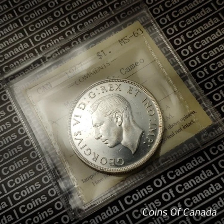1947年カナダ 1ドル銀貨 ICCS MS 63 メープルリーフ(希少カメオ付き) #coinsofcanada|WORLD RESOURCE【KING店】