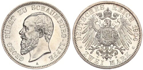 シャウムブルク・リッペ 2 マーク 1904 A プリンス・ゲオルク 新品未使用 99816｜WORLD RESOURCE【KING店】