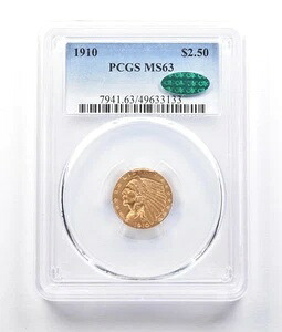 1910年 2.50ドル インディアンヘッド ゴールド クォーターイーグル MS63 PCGS CAC *2641｜WORLD RESOURCE【KING店】 601,920円