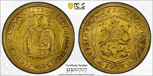 1931年 PCGS MS64 チェコスロバキア 金貨 1ドゥカット チェコジェム 未流通コイン｜WORLD RESOURCE【KING店】