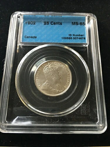 1902(H) CCCS グレード カナダ 25 セント、**MS-65**