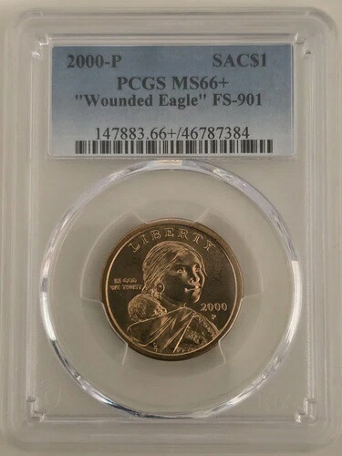 2000-P サカガウィア 1ドル傷ついた鷲 FS-901 PCGS MS66+ ? Pop 11 ? CAC ショット ? チェリー