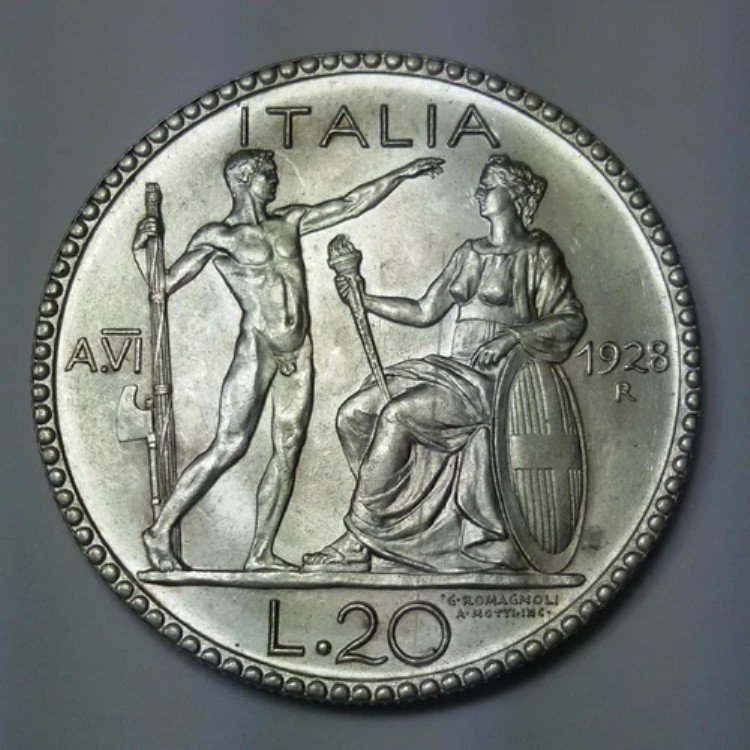 イタリア王国 20 リラ 1928年 \