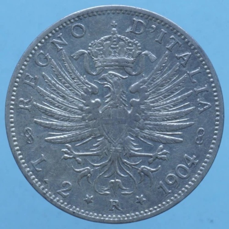 ヴィットーリオ・エマヌエーレ3世 2リラ 1904年 サヴォイ・イーグル シルバー 銀貨 292,050円