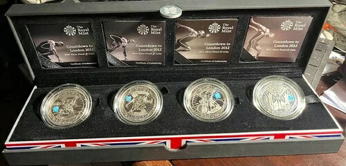 英国オリンピック競技大会 - ロンドン2012カウントダウン シルバー ピエフォート プルーフ 5ポンド コインセット -