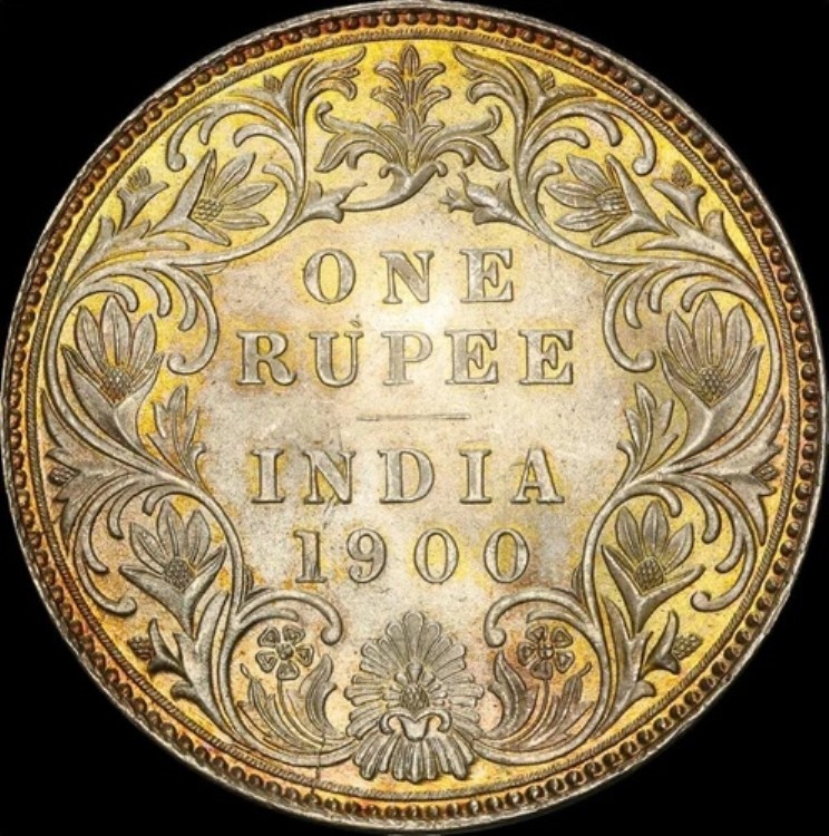 インド（イギリス）1900-B 銀ルピー SW# 6.155 PCGS MS64