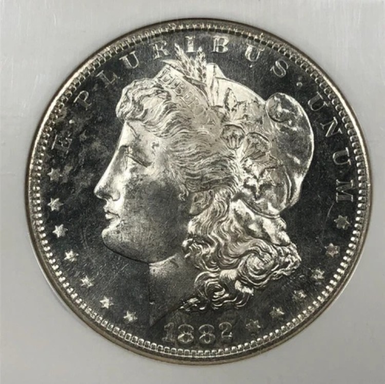1882-S モルガン・ダラー。1.00ドル。NGC MS64 DPL。ディープミラープルーフ仕様！