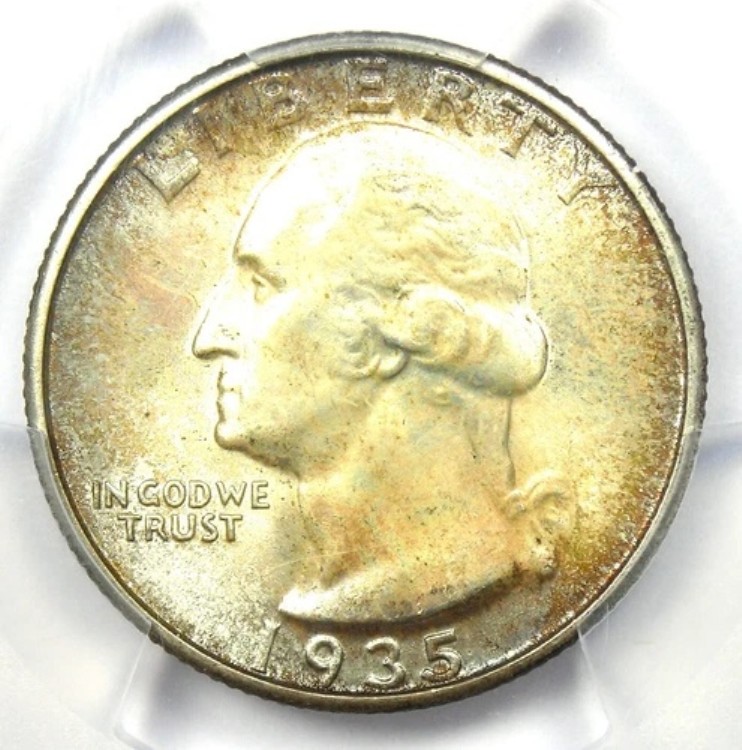 1935年ワシントンクォーター25セント - PCGS MS67+ CAC Plus認定グレード - 価値1,350ドル 340,065円