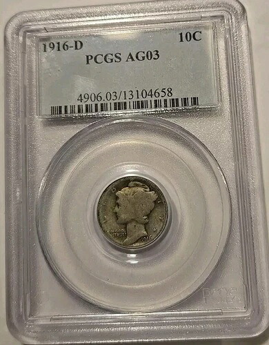 1916-D マーキュリーダイム PCGS AG03