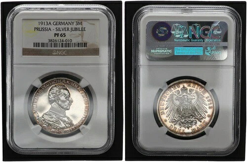 プロイセン 3 マーク 1913 A ヴィルヘルム2世 制服 NGC PF 65 プルーフ 108337 のような
