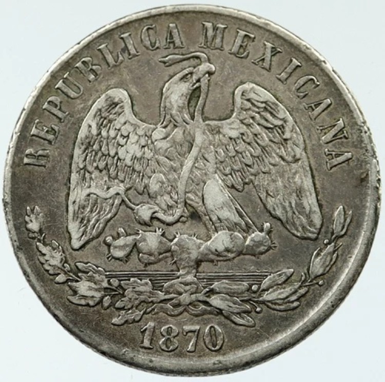 1870年 Zs H メキシコ リバティキャップ＆イーグル 0.78オンス シルバー 1ペソ メキシココイン i117652