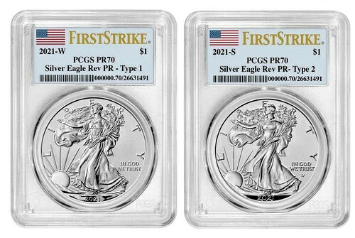 アメリカンイーグル 2021 シルバー リバースプルーフ デザイナーエディション 2枚セット PCGS PF70