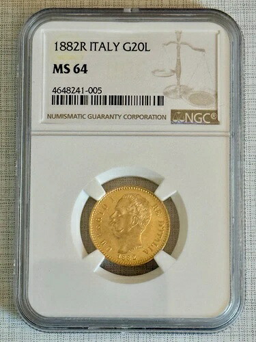 イタリア 1882R 20リラ金貨 NGC MS64 SKU# 6567