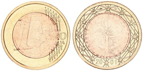 フランス ラック貨幣 1 内側部分は銅 Xf-Bu 104500