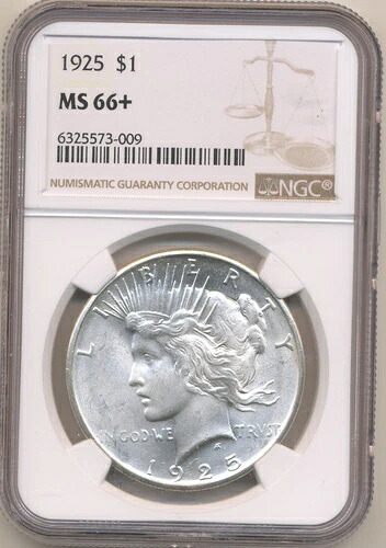 1925年 1ドル 平和ドル MS 66+ NGC