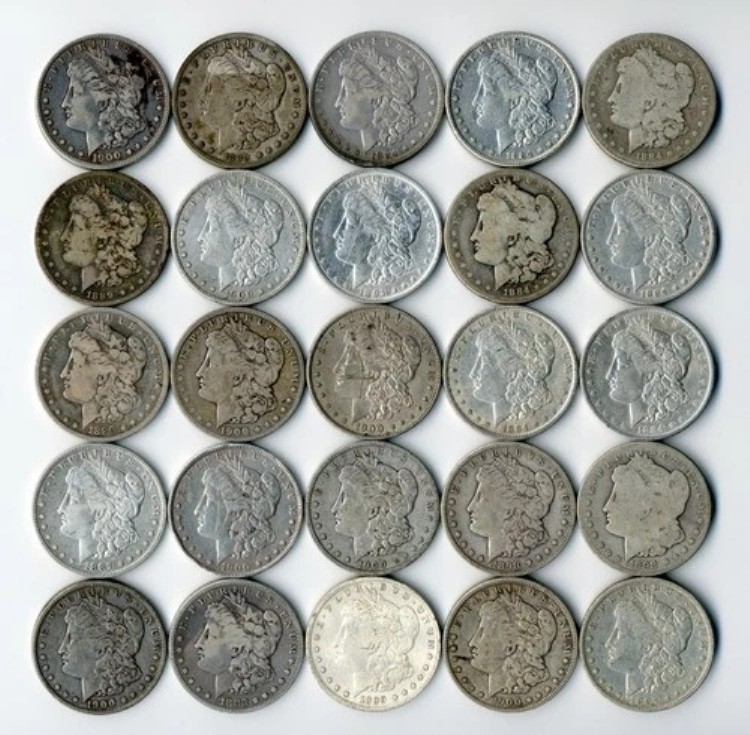 1884-1900年（No. 1921）の米国モルガンドル25枚セット - 画像で正確なコイン