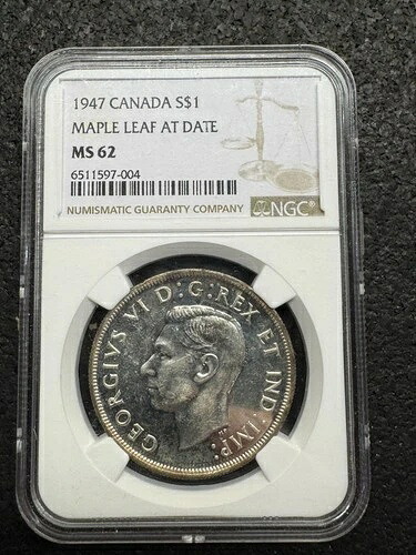 1947年カナダドル メープルリーフ NGC MS62 美しい輝きの銀貨｜WORLD RESOURCE【KING店】